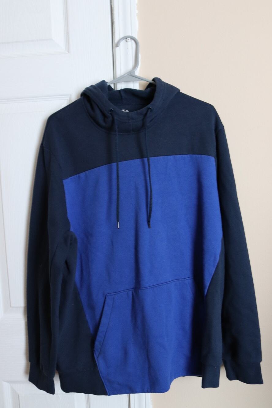Athletic Works Men’s Pullover Hoodie - Navy & Royal Blue Colorblock - Size L